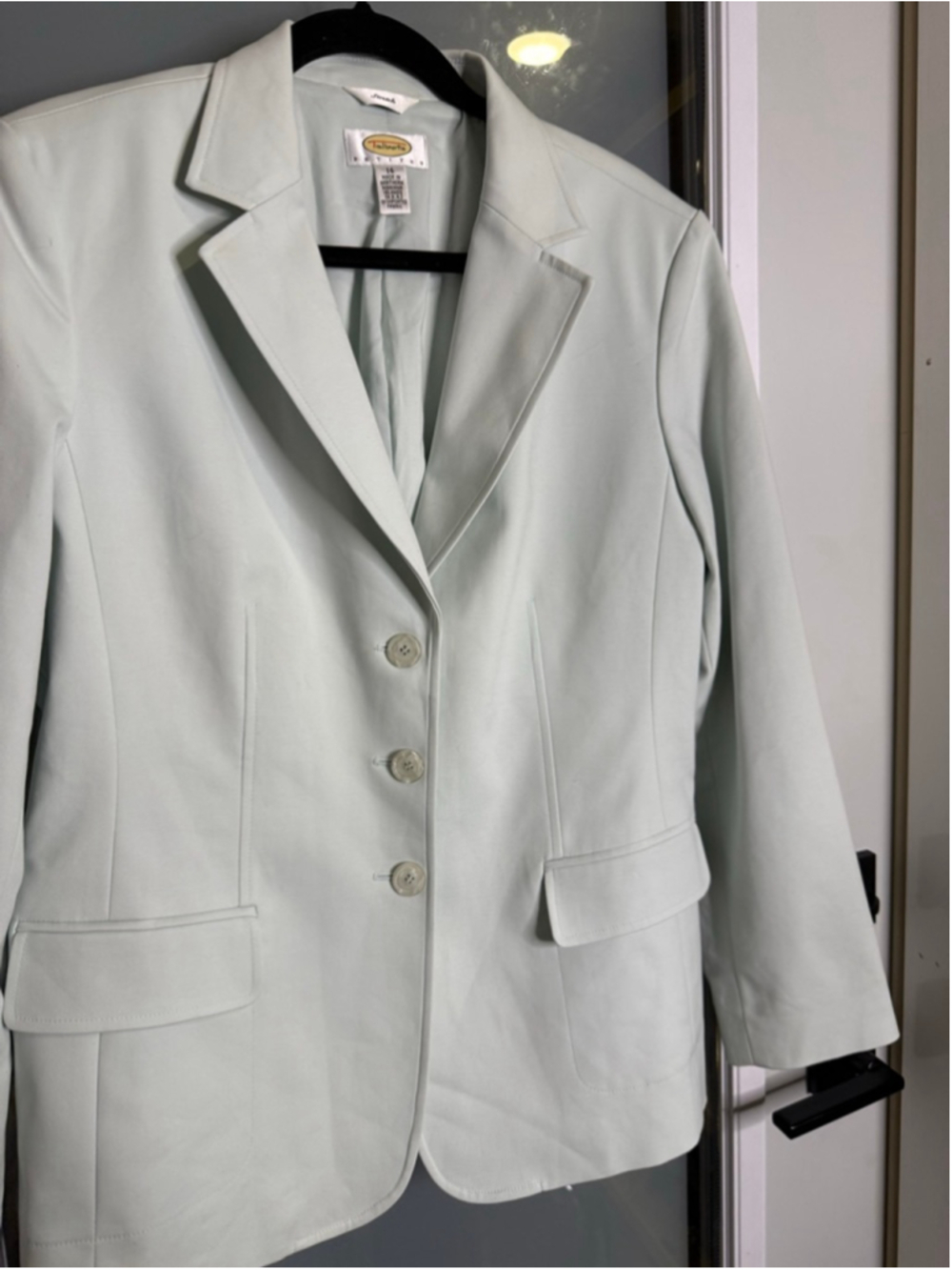 Talbots Petite Stretch Light Green Blazer 14P - Picture 3 of 9